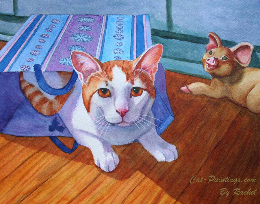 Cat in Christmas bag