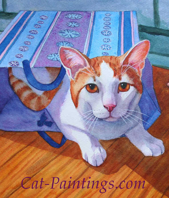 Cat Christmas Present Painting