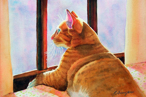 cat floral flower painting