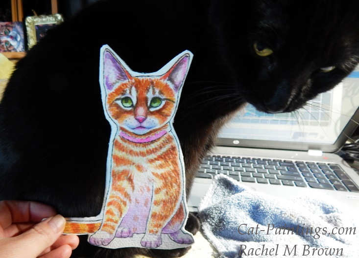 Tickles the Black Cat gets a new friend by painter Rachel M Brown