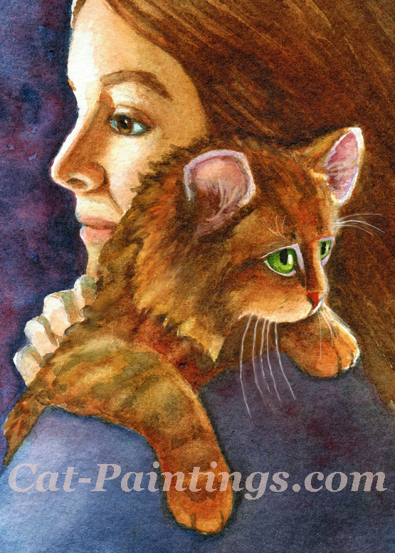 Girl and Cat Artwork