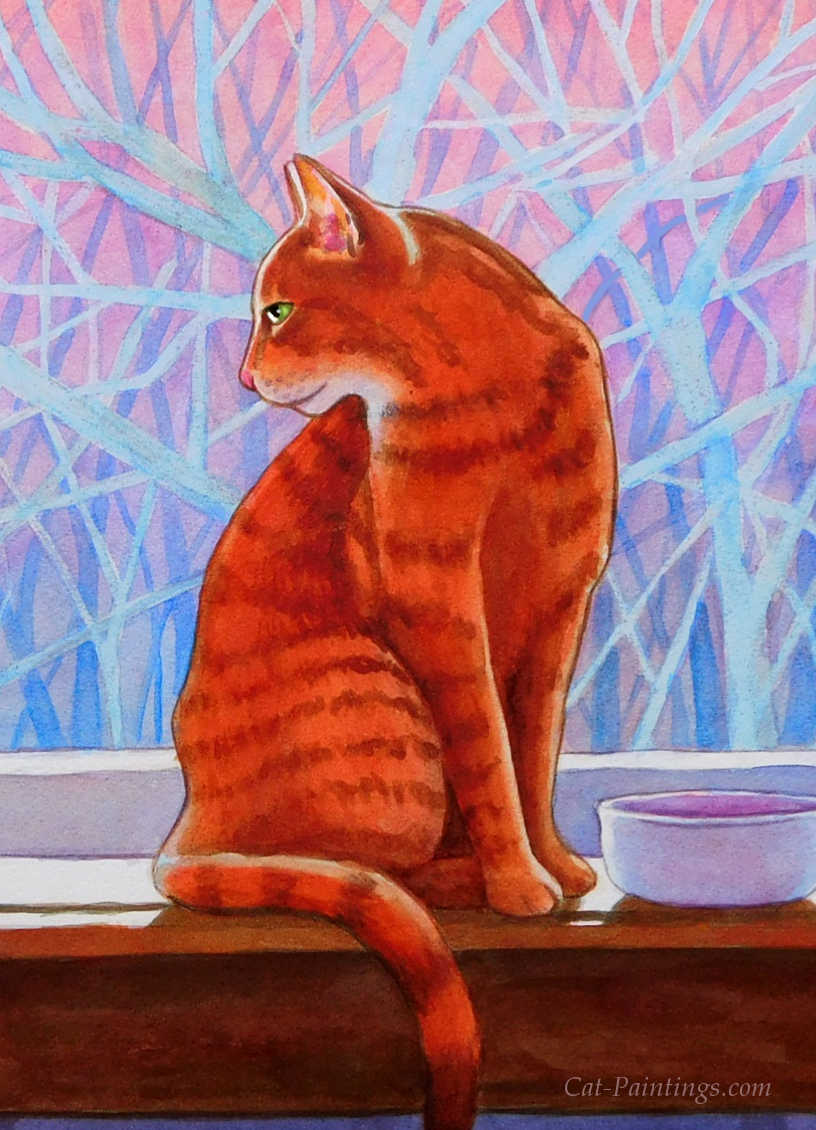 A portrait of an orange tabby