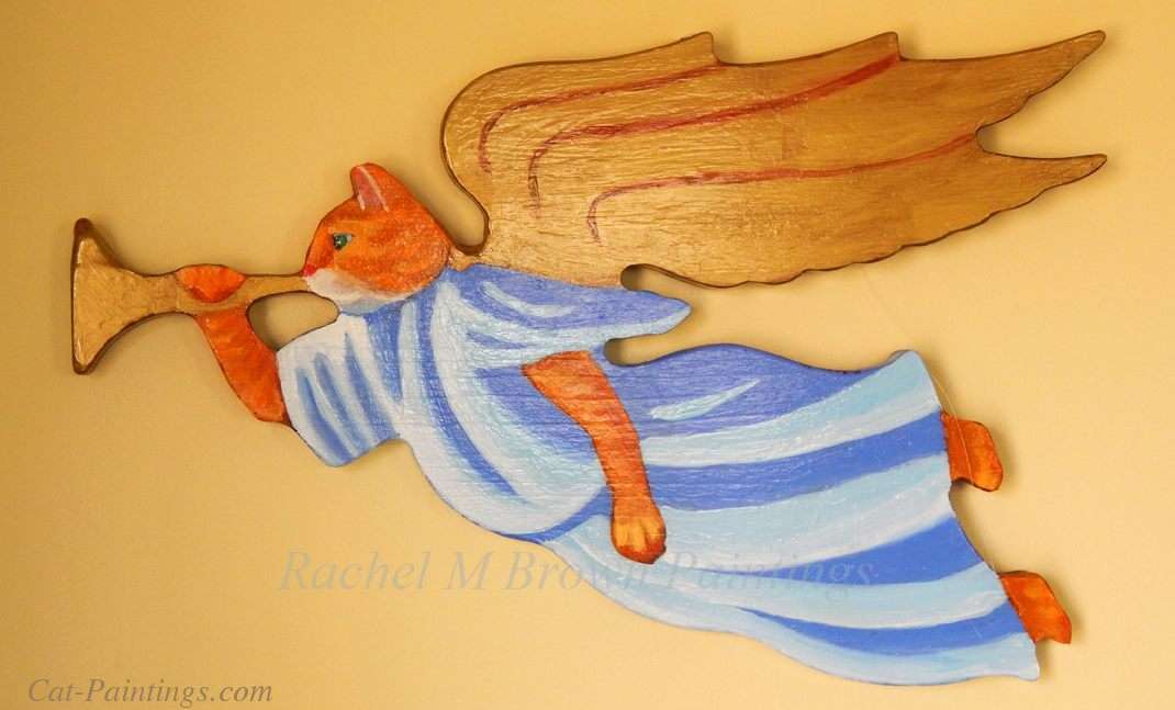 Christmas Cat Herald Woodwork