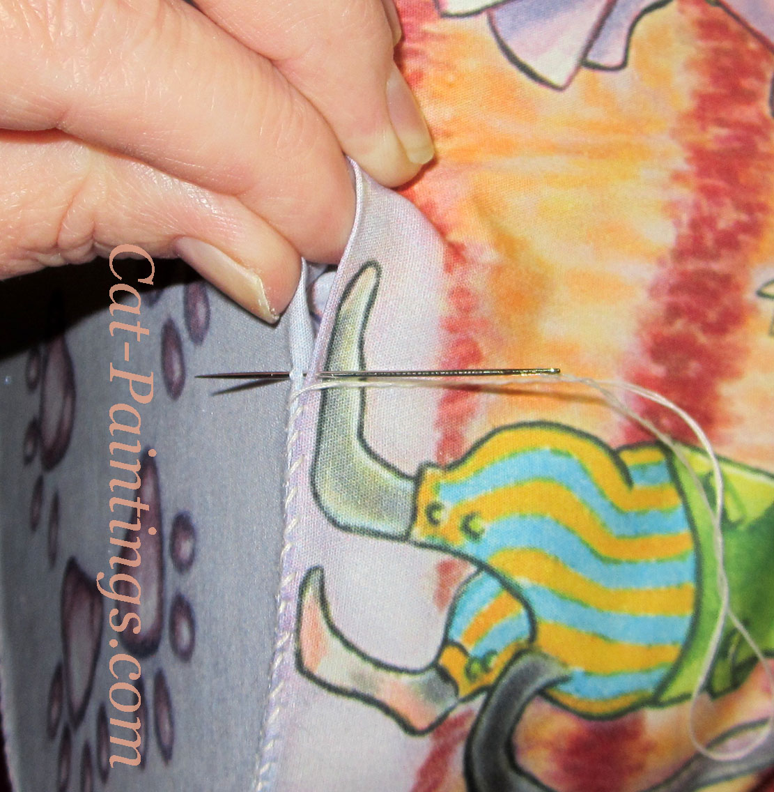 how to sew pillow orange tabby cat dancing mice