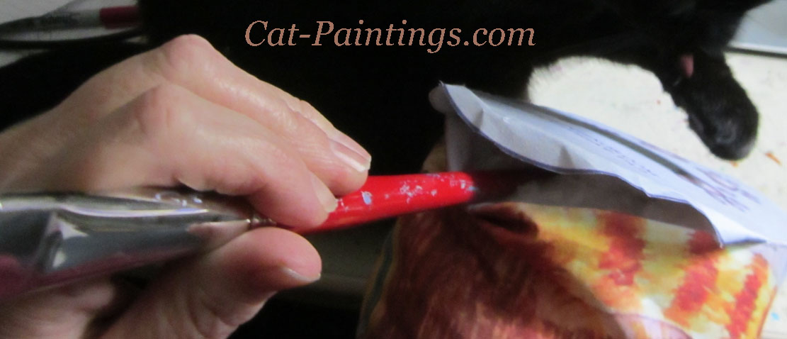 pushing stuffing into cat pillow dancing mice