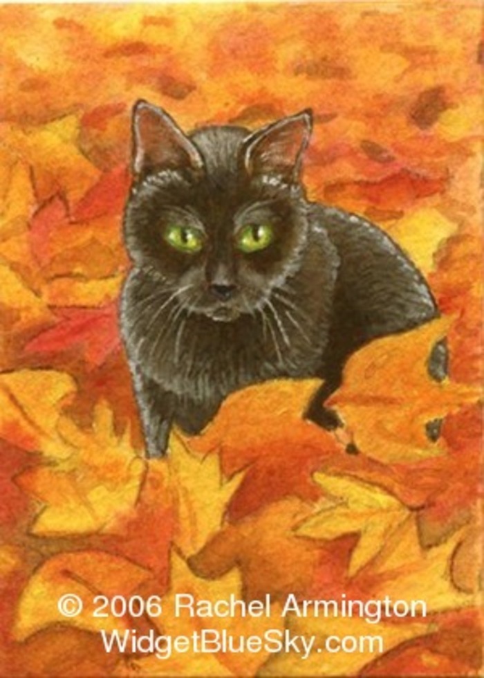 ACEO of Kitten in Leaves