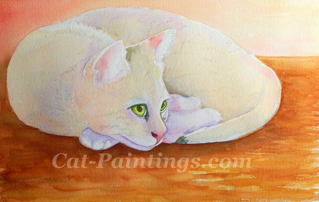 emerald eyes tabby cat work in progress Rachel M Brown